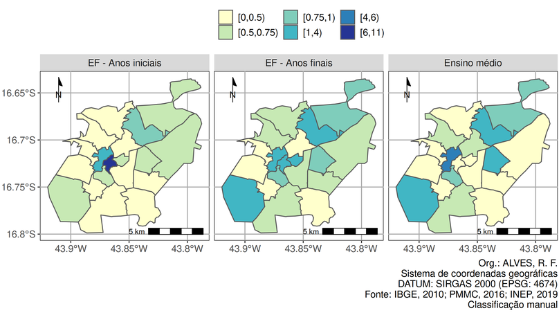 Spatial analysis of the public primary and secondary education access in Montes Claros/MG
